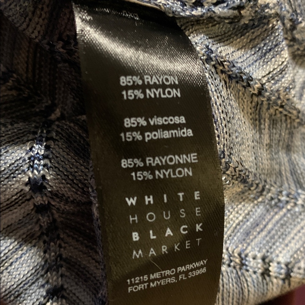 🧋 WHITE HOUSE BLACK MARKET Blue Chevron ZigZag Cold-Shoulder Knit Top NWT 3X - Picture 7 of 13